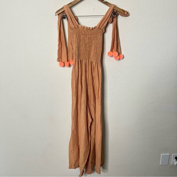 Sundress Pom Jumpsuit Tie Straps Wide Leg Womens Size XS / S - Picture 8 of 9